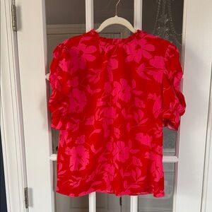 SHEIN Red and Pink Floral Blouse